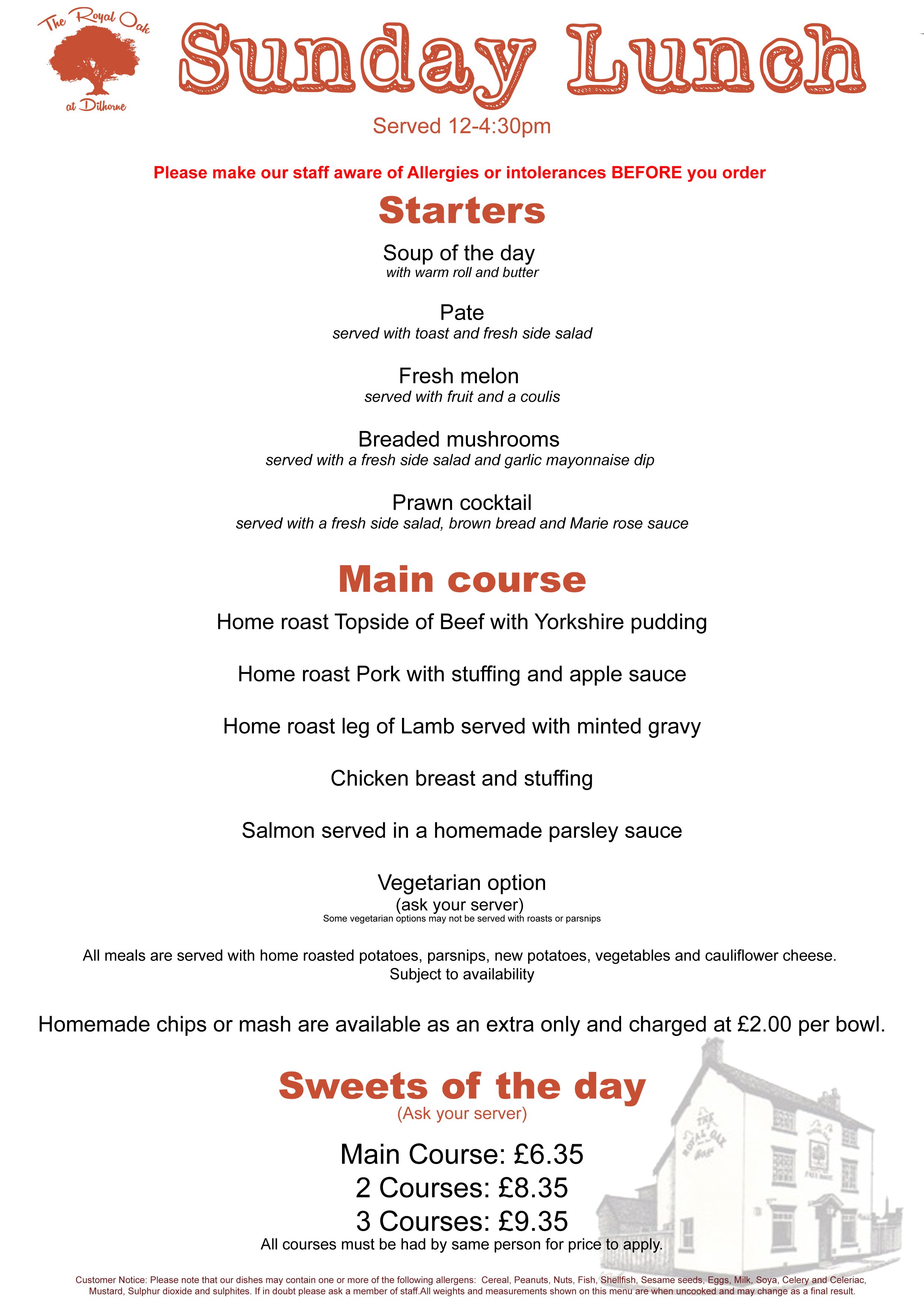 Sundays Eatery Menu